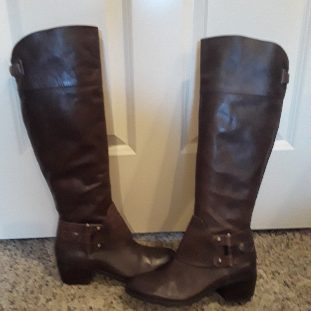 ARTURO CHIANG DARK BROWN LEATHER KNEE BOOTS 7M